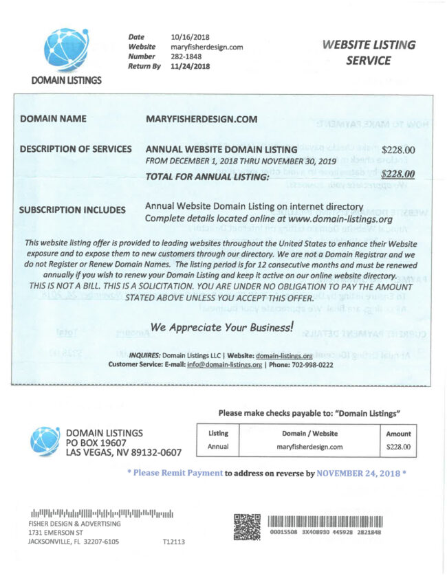 Domain listings fraud for blog