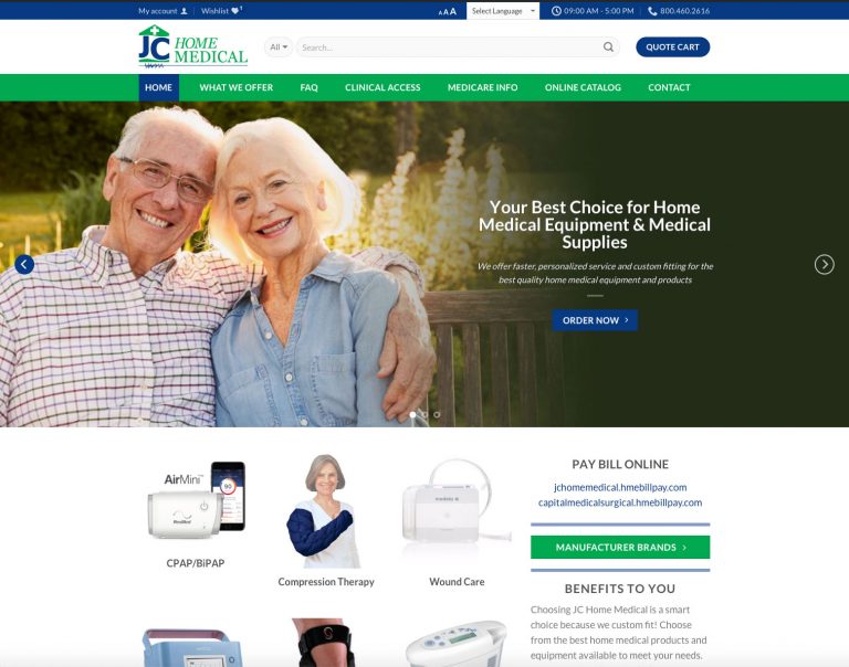 JC home medical website graphic