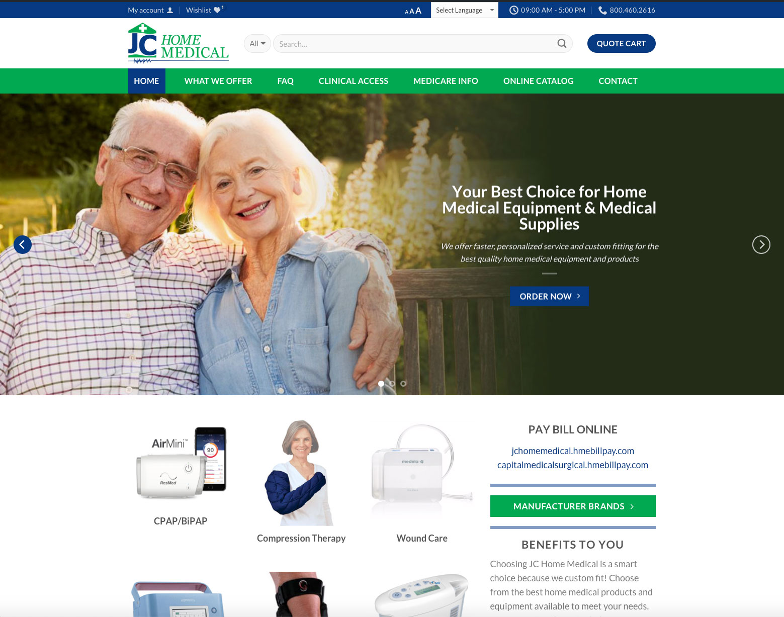 JC home medical website graphic
