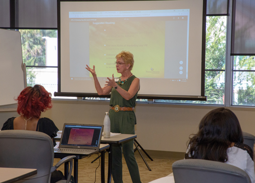 Mary Fisher speaking about marketing tips sm